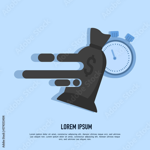 Fast money concept, quick and easy money, fast money supply, business and financial services, timely payments, financial solutions, flat vector illustration design.