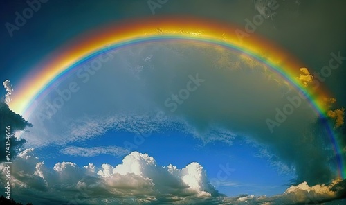  a rainbow appears to be in the sky above the clouds. generative ai
