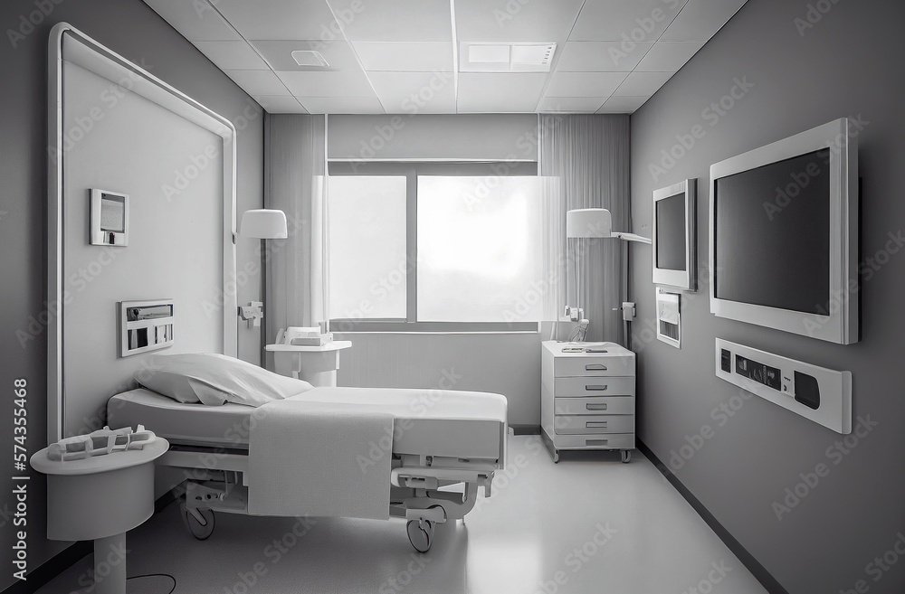 Generative AI illustration of Hospital room equipped with the latest medical technology. health concept Generative AI illustration of Hospital room equipped with the latest medical technology. health concept