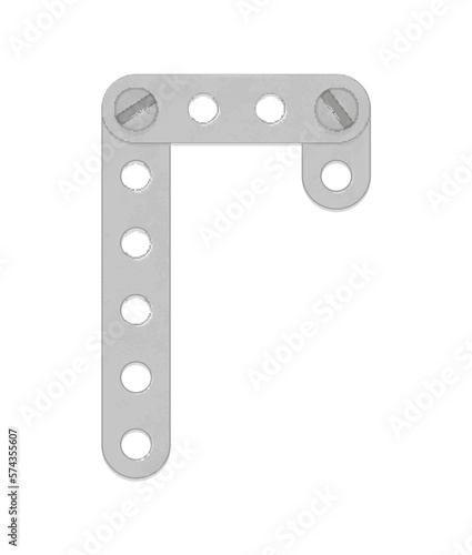 Cyrillic alphabet from the details of the iron constructor. Vector illustration isolated on white background