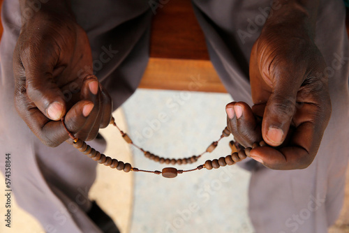 Ugandan catholic praying. Uganda.