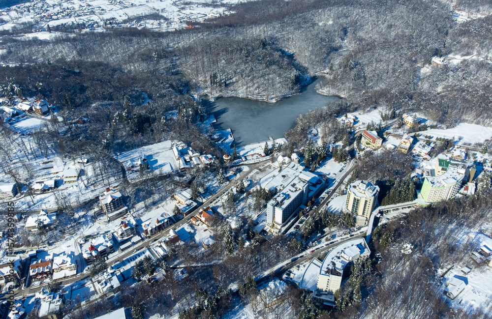 Obraz premium Sovata resort - Romania seen from above in winter