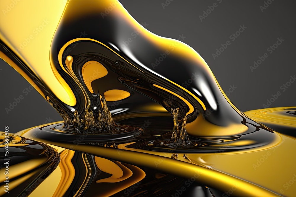 black and yellow abstract liquid wave background. Generative Ai