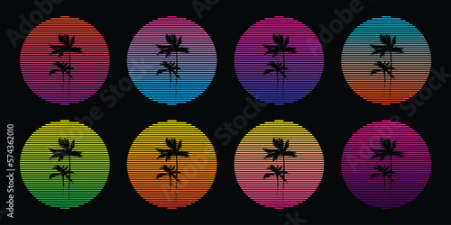 Original vector vintage set. Retro sunset collection.