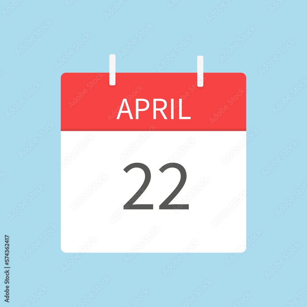 April tear calendar icon. Calendar to tear off every day. Vector illustration in flat style. Isolated on a light blue background. April tear calendar icon. Calendar to tear off every day. Vector illustration in flat style. Isolated on a light blue background.
