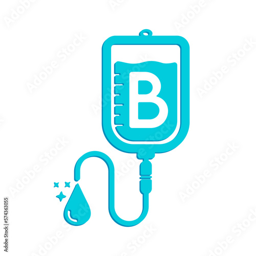 Vitamin B drip saline bag icon blue form simple line. Vitamins iv saline solution isolated on white background. Medical symbol concept. Design for use web app mobile, print media. Vector EPS10.