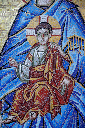 Kykkos monastery, Cyprus. Mosaic detail. Jesus as a child.