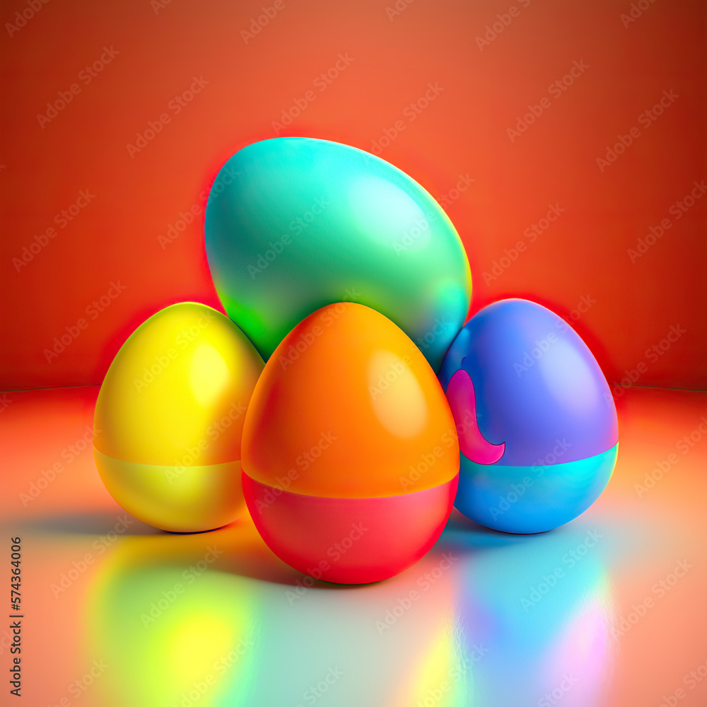 4 painted colorful easter eggs - Generated by Generative AI 4 painted colorful easter eggs - Generated by Generative AI