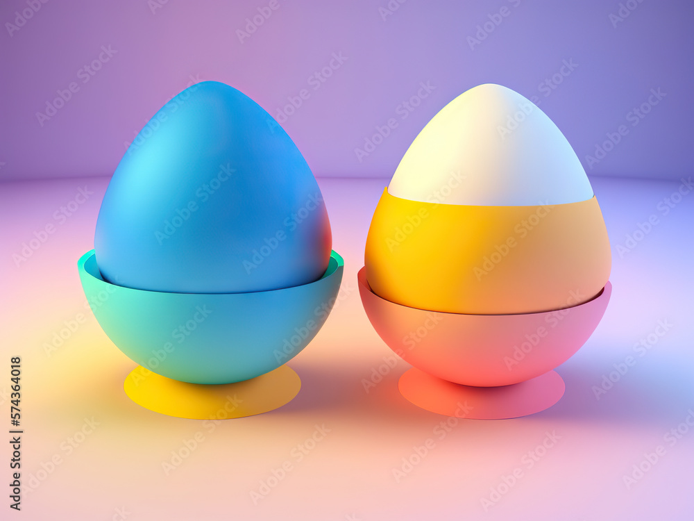 2 painted colorful easter eggs - Generated by Generative AI	