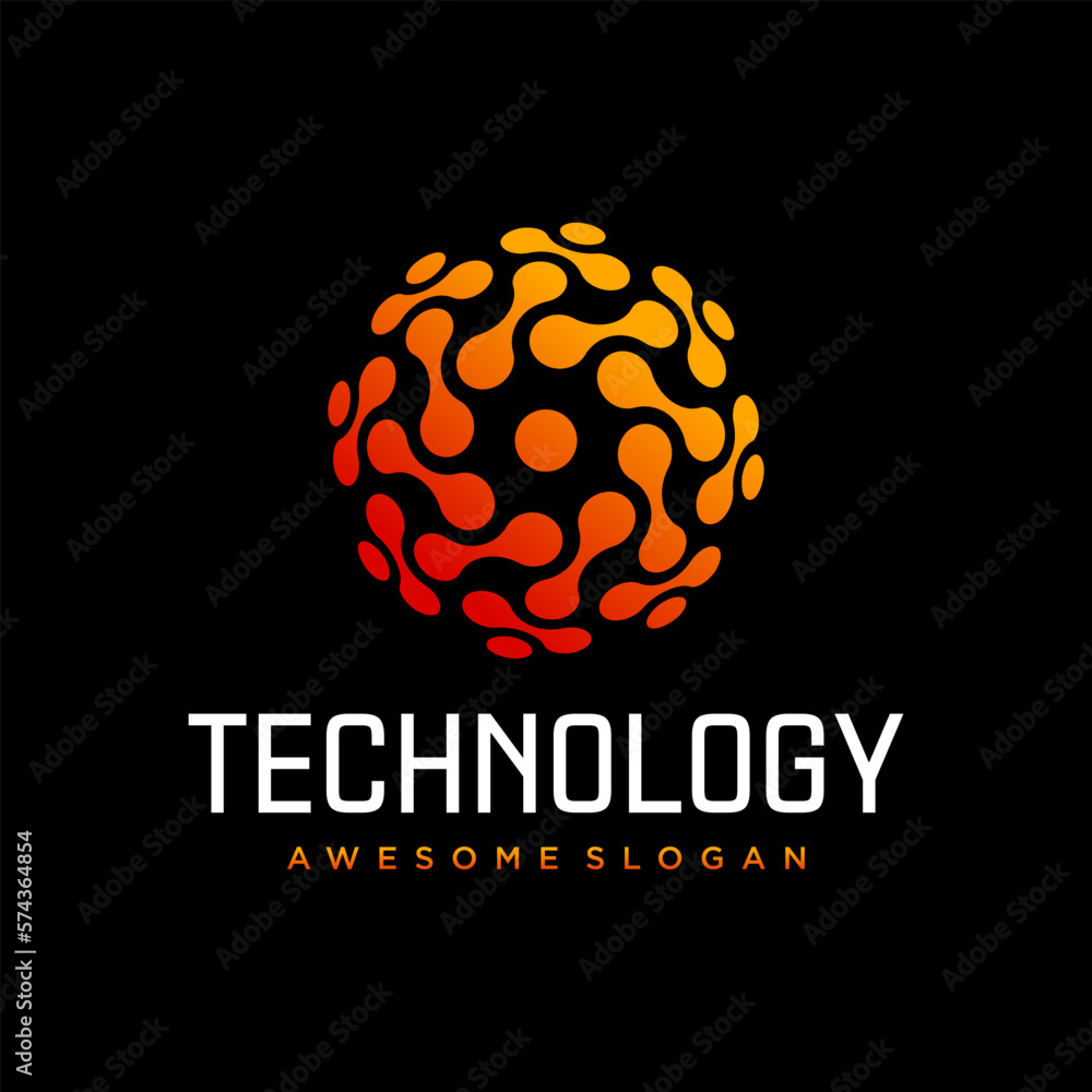 Technology abstract dot connection cross vector logo icon circle logotype. vector illustration Technology abstract dot connection cross vector logo icon circle logotype. vector illustration