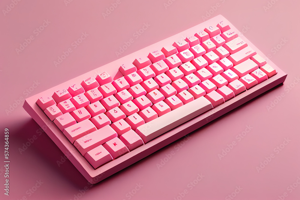 Pink paper craft keyboard, realistic. Generative Ai Pink paper craft keyboard, realistic. Generative Ai