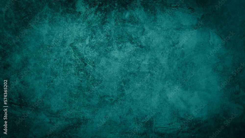 Fototapeta premium Abstract dark aquamarine turquoise concrete stone paper texture background banner