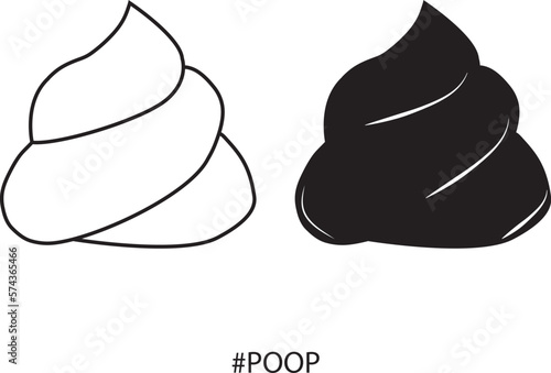Icono vector de cacas blancas y negras.