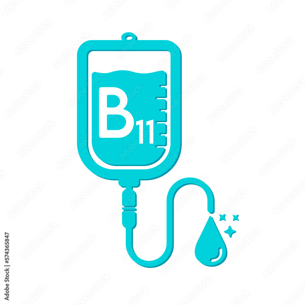 Vitamin B11 drip saline bag icon blue form simple line. Vitamins iv saline solution isolated on white background. Medical symbol concept. Design for use web app mobile, print media. Vector EPS10. Vitamin B11 drip saline bag icon blue form simple line. Vitamins iv saline solution isolated on white background. Medical symbol concept. Design for use web app mobile, print media. Vector EPS10.