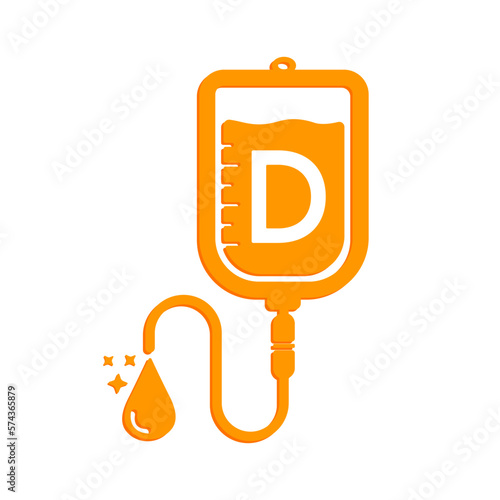 Vitamin D drip saline bag icon orange form simple line. Vitamins iv saline solution isolated on white background. Medical symbol concept. Design for use web app mobile, print media. Vector EPS10.