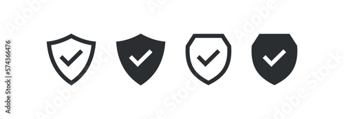 Shield with check mark icon set. Security shield vector desing. Fototapet