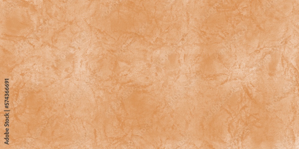 Textured background of old raw cement or orange plaster wall with stains and cracks