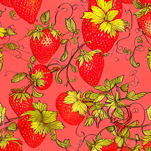 seamless pattern with strawberry. Ai Generated