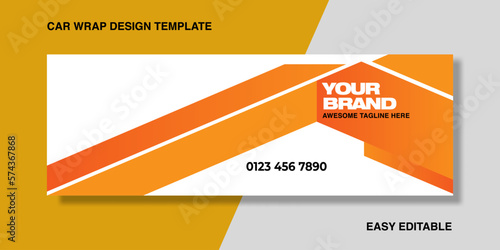 simple shape wrapping car for brand, community or company, van truck with yellow concept