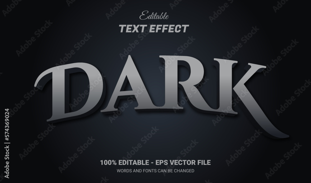 Black dark 3d editable text effect