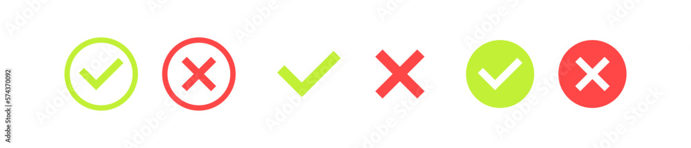 Set of control buttons icons in different styles. Check mark, deny, approve, cross, can, can't, dislike, like, reject, accept, add, delete. reaction concept. Vector flat icons isolated Set of control buttons icons in different styles. Check mark, deny, approve, cross, can, can't, dislike, like, reject, accept, add, delete. reaction concept. Vector flat icons isolated