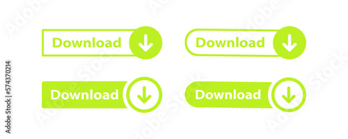download button set. Arrow, file transfer service, choice, data exchange, information, distribution, exchange, digital data, popularization, advertising. Websites concept. Vector illustration
