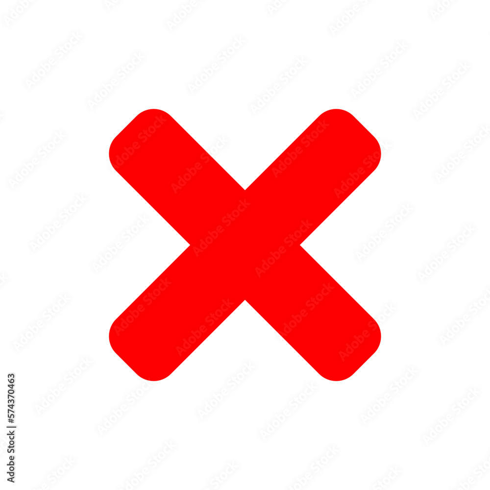 Obraz premium Red X Cross No Sign Wrong or Rejected or Decline or Error Icon. Vector Image.