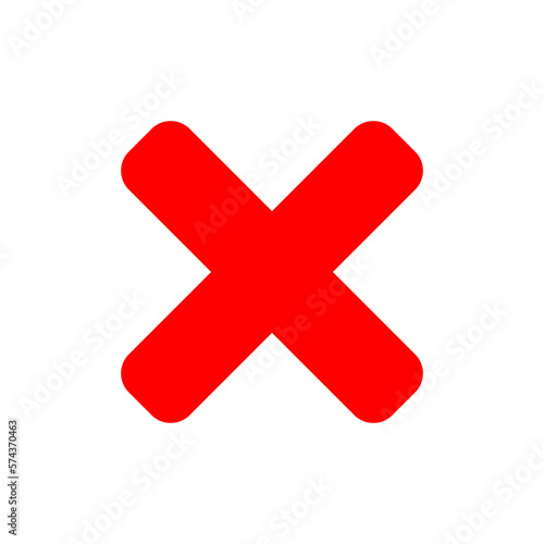 Red X Cross No Sign Wrong or Rejected or Decline or Error Icon. Vector Image.