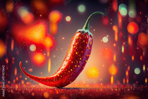  Red hot naturlig chili pepper on bokeh background Art   generative artificial intelligence 