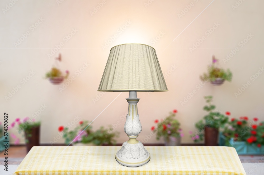 Obraz premium Elegant modern lamp on table in room.