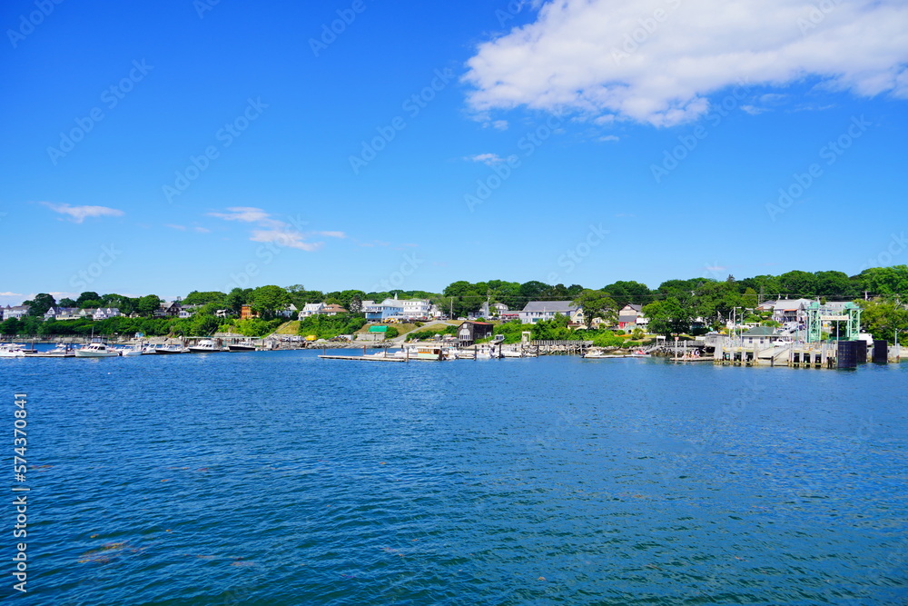 Landscape of Portland harbor, fore river, and Casco Bay and islands, Portland, Maine Landscape of Portland harbor, fore river, and Casco Bay and islands, Portland, Maine