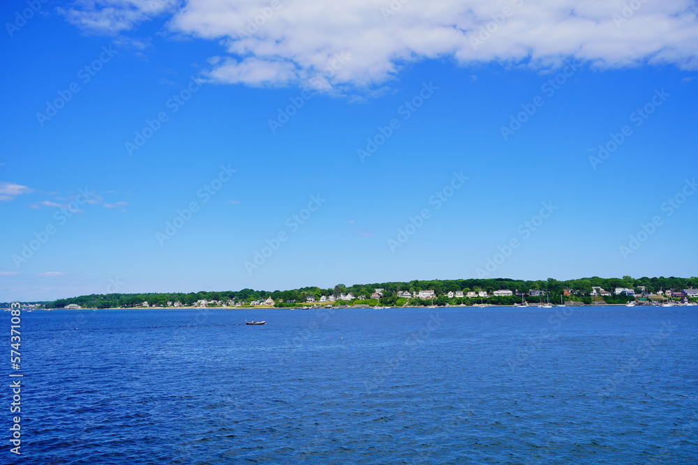 Landscape of Portland harbor, fore river, and Casco Bay and islands, Portland, Maine Landscape of Portland harbor, fore river, and Casco Bay and islands, Portland, Maine