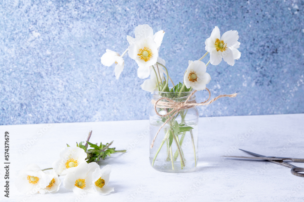 Anemones flower bouquet greetings with spring, for Mother's Day or March 8