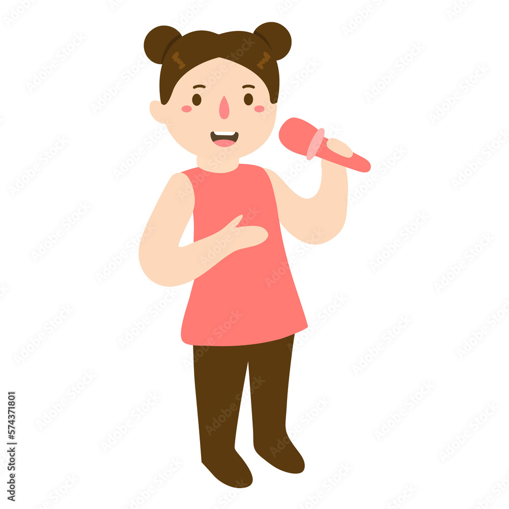 expressive singing girl with microphone in hand expressive singing girl with microphone in hand