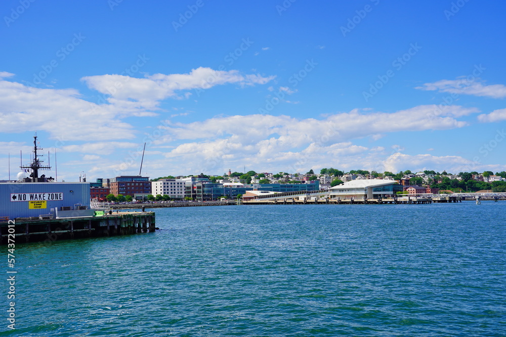 Landscape of Portland harbor, fore river, and Casco Bay and islands, Portland, Maine	