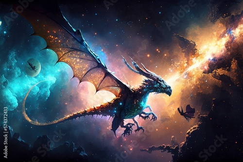 Fototapeta Naklejka Na Ścianę i Meble -  dragon in space