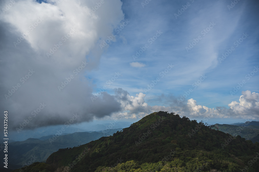 Beautiful landscape view and layers mountain on the monjong mountain.Doi Mon Jong is one of the top ten peaks in Thailand. Its beautiful landscape is filled with mountain ranges and pretty flowers