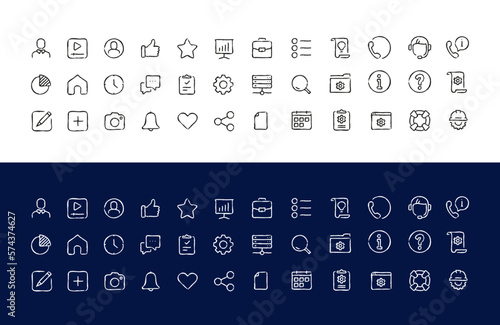 Simple set of hand-drawn essential icons thin line icons