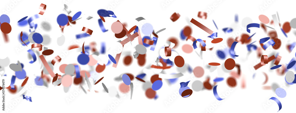 Confetti - Red white blue shiny confetti Confetti on white background, isolate, tricolor concept, independence and freedom day USA Confetti - Red white blue shiny confetti Confetti on white background, isolate, tricolor concept, independence and freedom day USA
