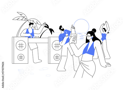 Beach party abstract concept vector illustration.