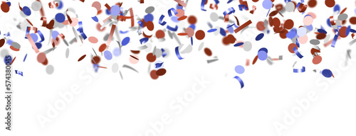 Fototapeta Naklejka Na Ścianę i Meble -  Confetti - Red white blue shiny confetti Confetti on white background, isolate, tricolor concept,