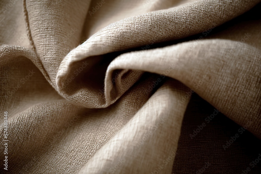 Close up macro shot of folded linen textured background. Generative AI illustration Close up macro shot of folded linen textured background. Generative AI illustration