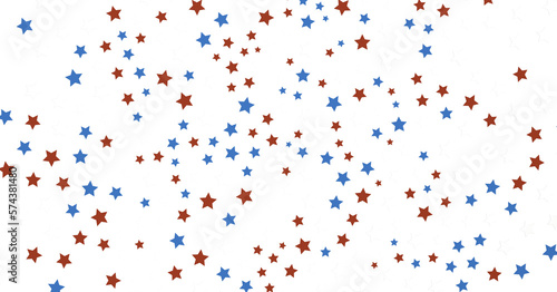 Stars - Red white blue shiny confetti stars on white background, isolate, tricolor concept,