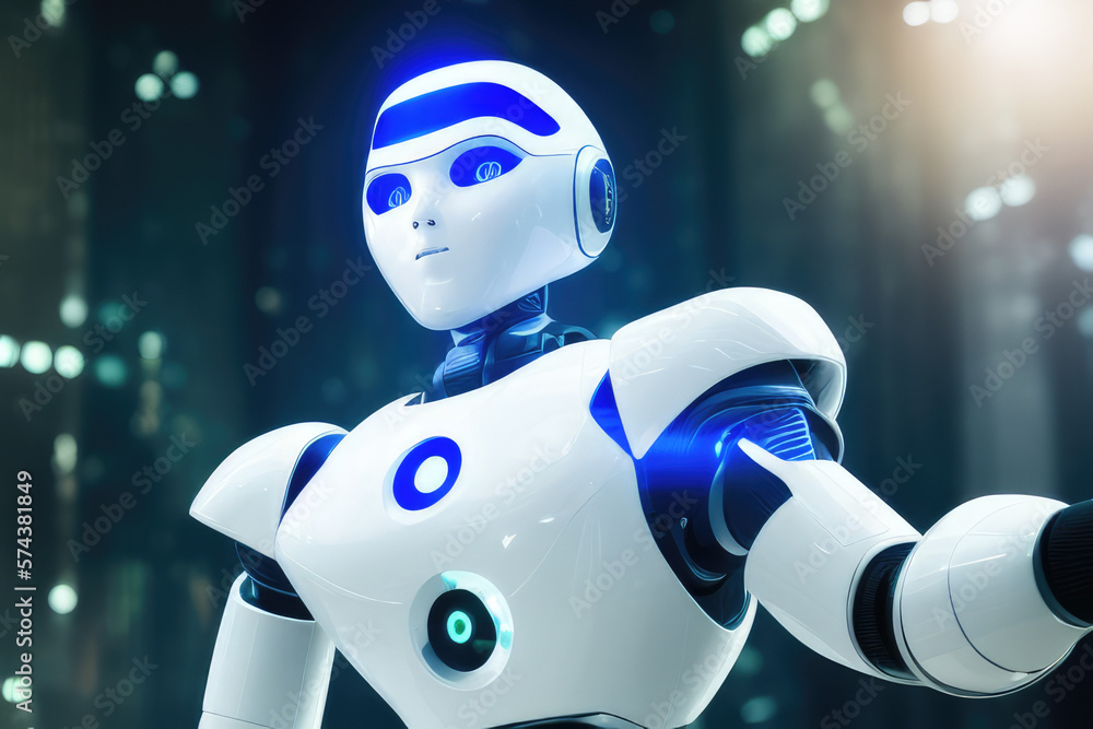 White AI Robot: A Futuristic and Modern Bot for Technology and Innovation Concept Design White AI Robot: A Futuristic and Modern Bot for Technology and Innovation Concept Design