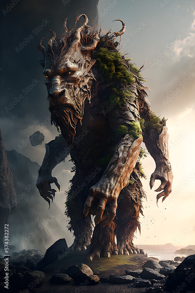 God Of Nature, made with Generative AI Technology Stock Illustration