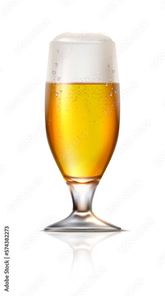 3d realistic vector icon illustration. Beer mug with foam. Transparent glass. Isolated on white background. 3d realistic vector icon illustration. Beer mug with foam. Transparent glass. Isolated on white background.