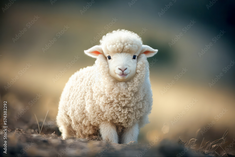 Portrait of a cute lamb. Generative AI.