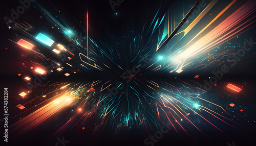 Abstract Cyber Space Background, Futuristic geometric shapes