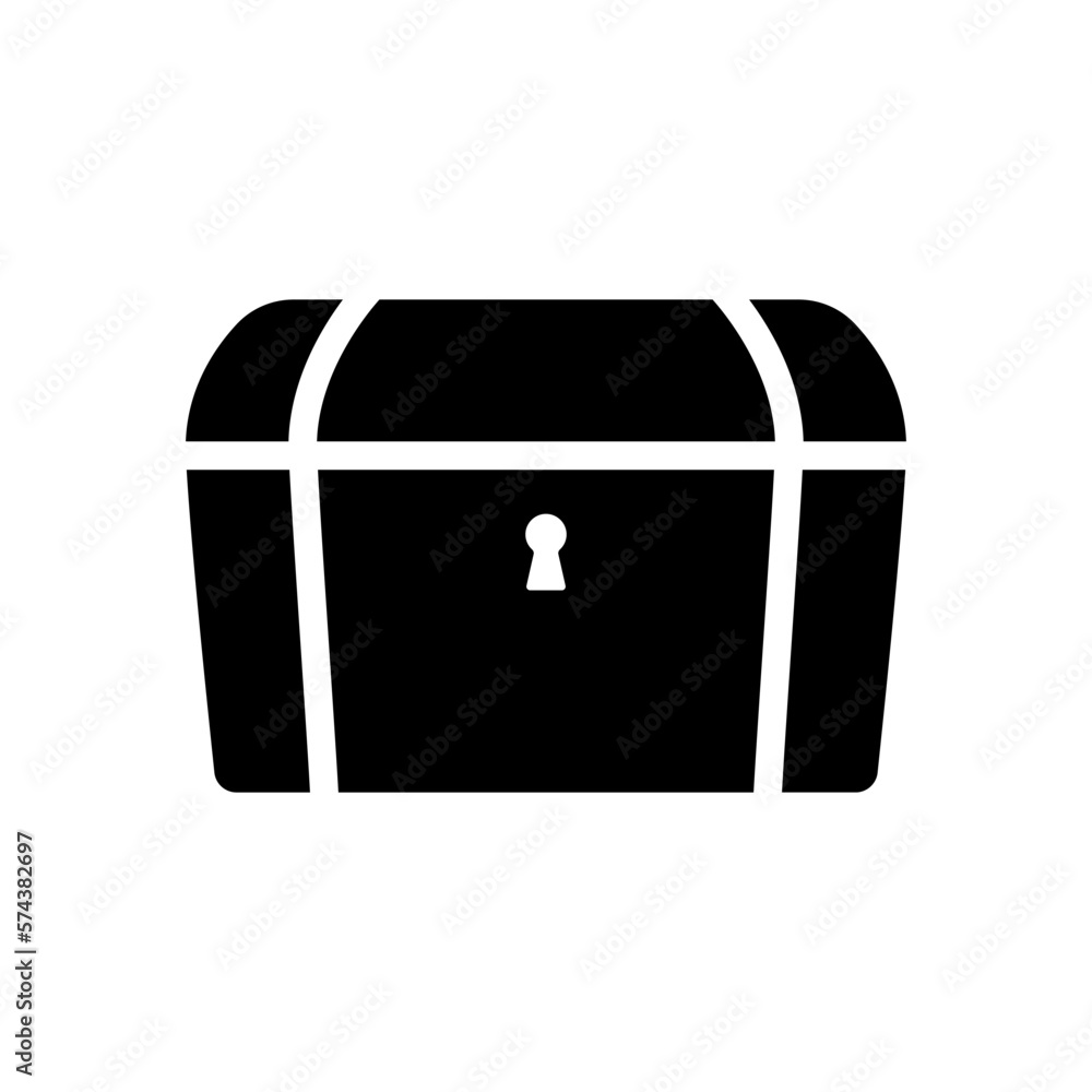 Old chest icon. Black silhouette. Front side view. Vector simple flat graphic illustration. Isolated object on a white background. Isolate. Old chest icon. Black silhouette. Front side view. Vector simple flat graphic illustration. Isolated object on a white background. Isolate.