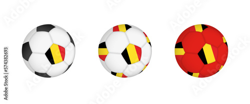 Collection football ball with the Belgium flag. Soccer equipment mockup with flag in three distinct configurations.